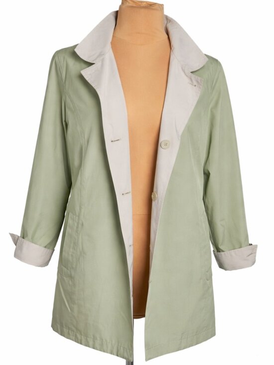 Gallery Jackets & Blazers - Gallery Sage & Tan Reversible Trench Jacket Small Lightweight Raincoat